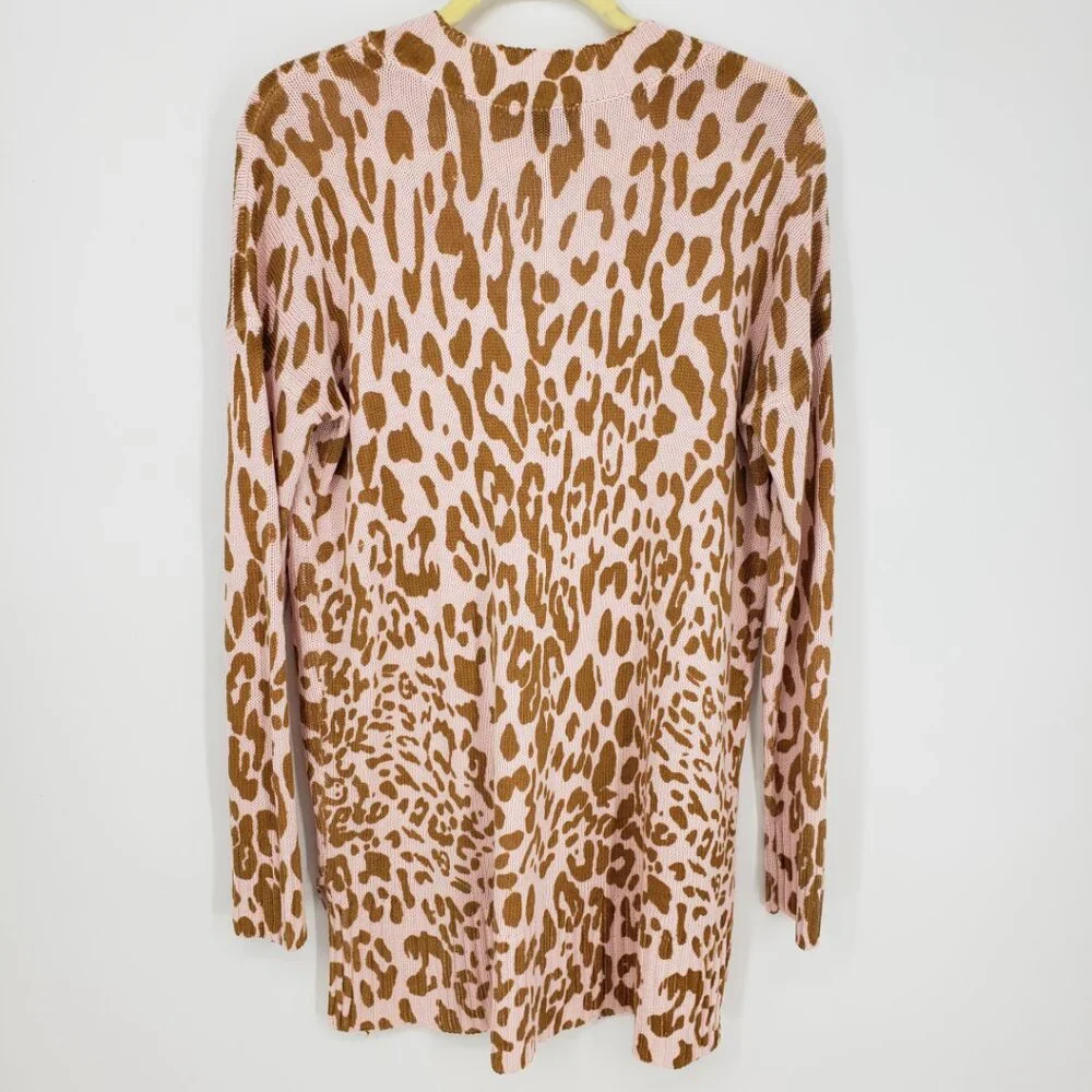 Show Me Your Mumu Leopard Print Cliffside Sweater S Relaxed Fit Tunic Pink Brown